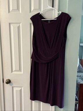 Chaps Draped Midi Dress in Plum